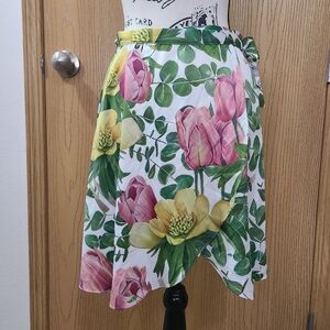 Floral Print Garden Party Bee Slit Wrap Skirt